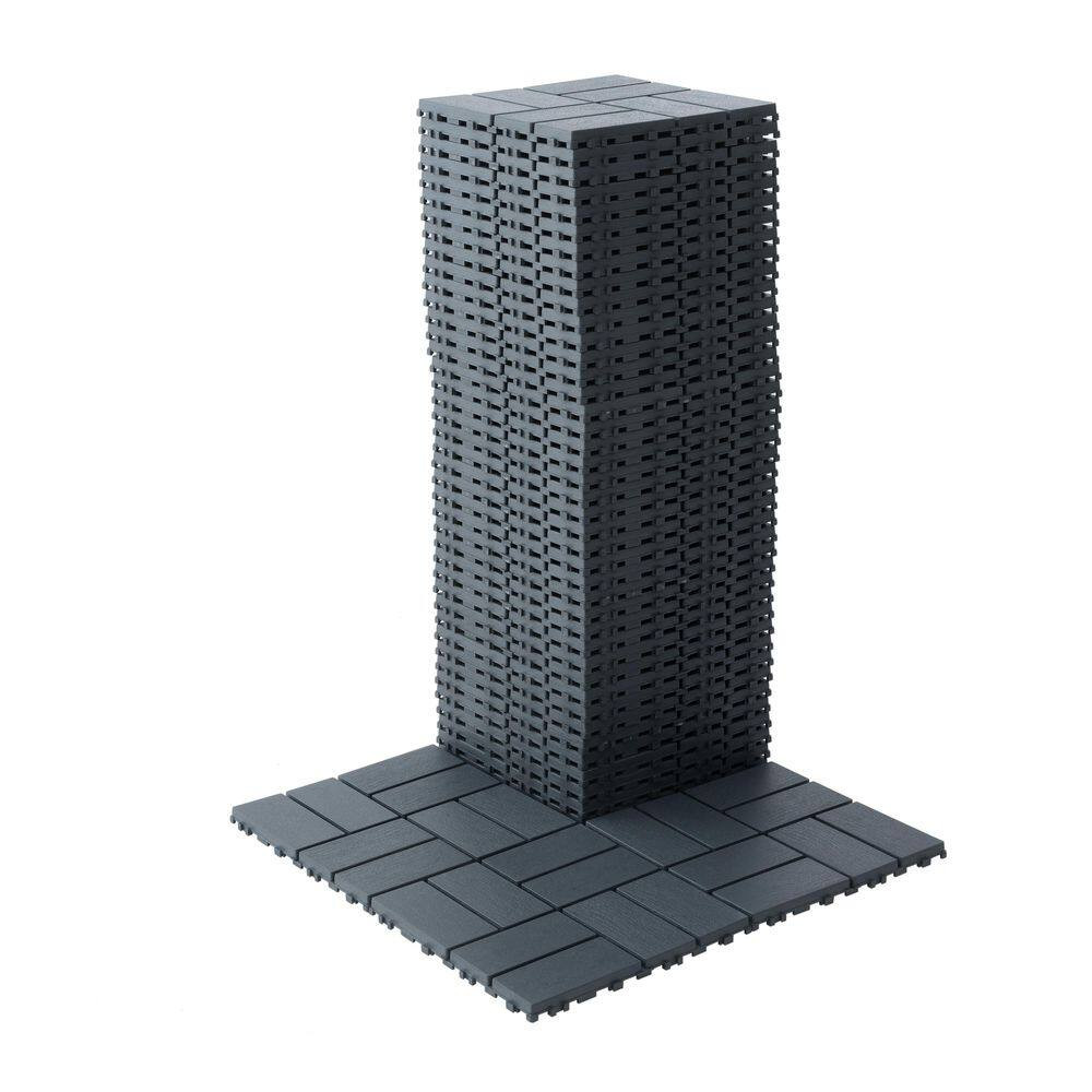 11.8 In. X 11.8 In. Patio Outdoor Flooring Waterproof Plastic Interlocking Deck