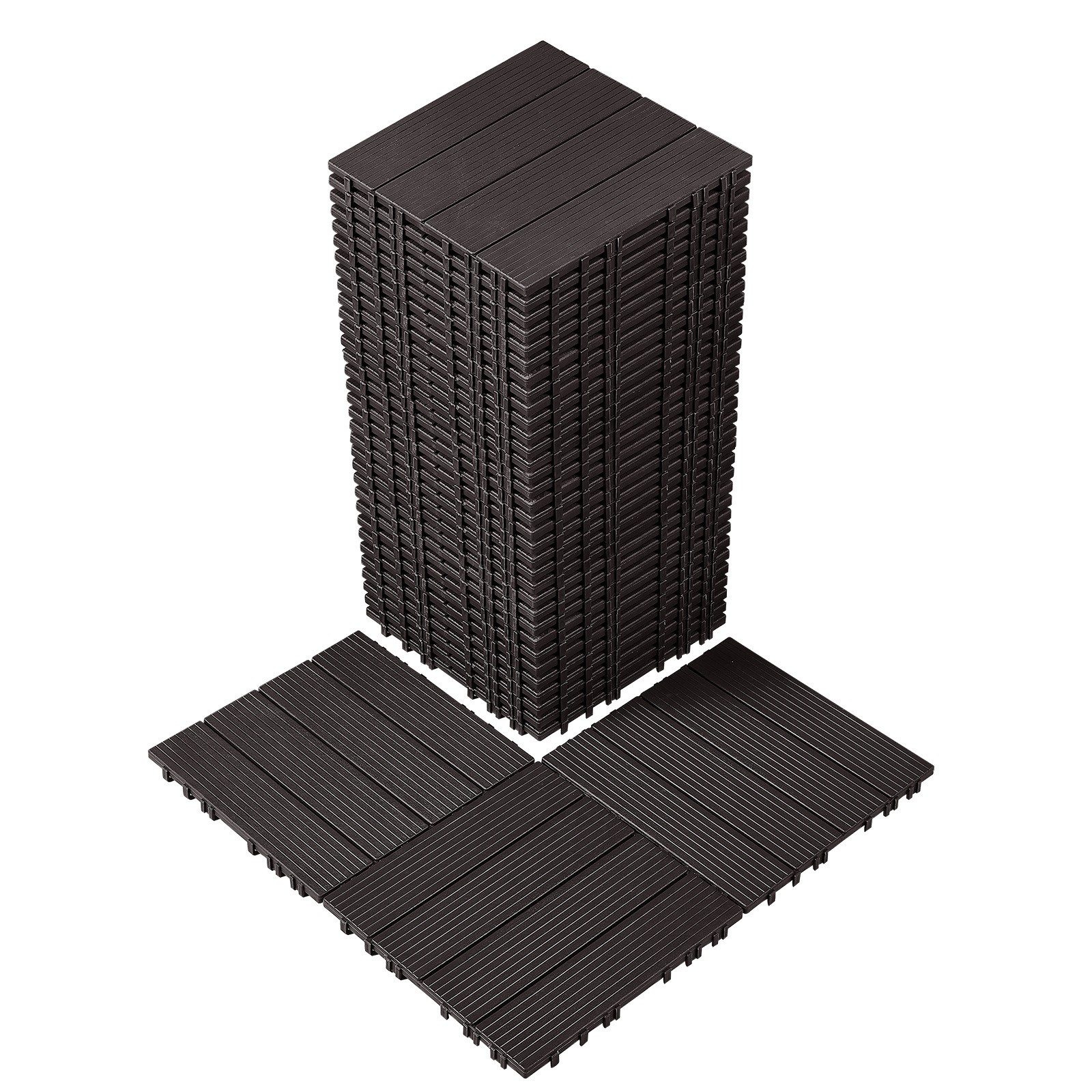 Uimoso Interlocking Deck Tiles 36 Pack 11.6″x11.6″ Waterproof Porch Dark Brown