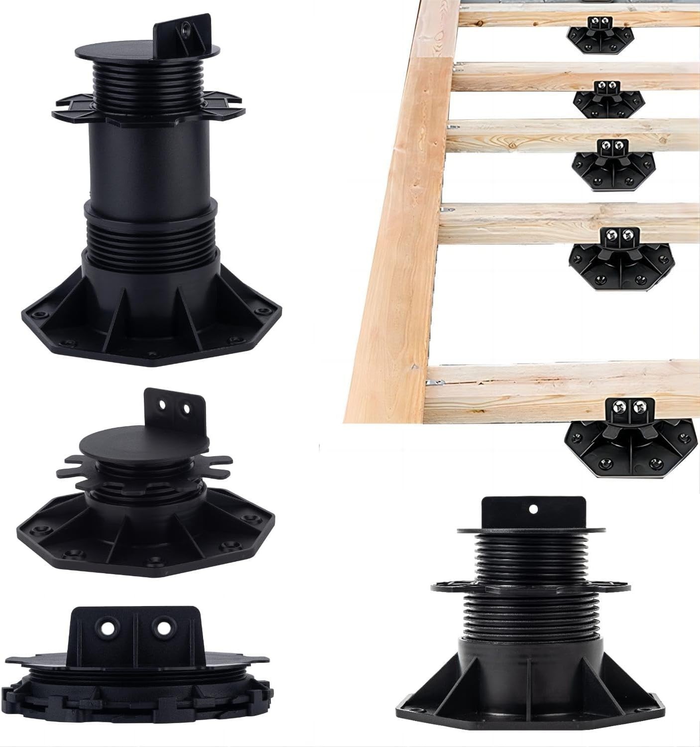 Lightweight Adjustable Deck Support System – 12 Pack, Perfect for Floating Decks