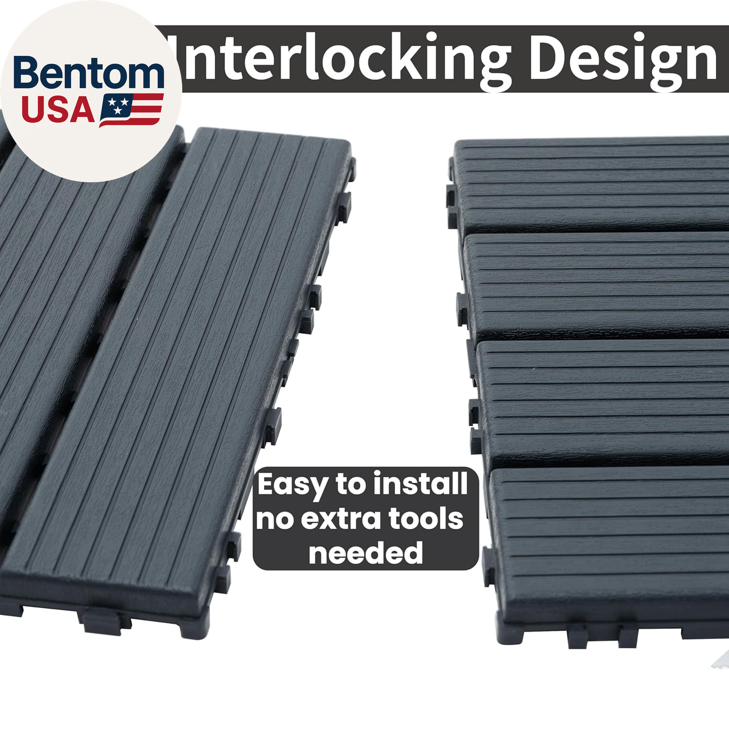 Plastic Interlocking Deck Tiles (44 PCS), 12X12 Inches Waterproof Outdoor Patio