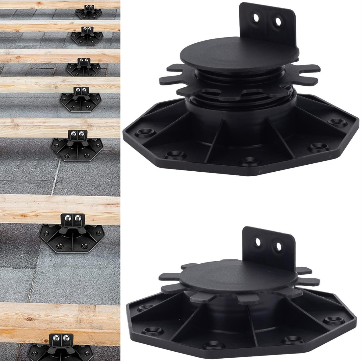 Lightweight Adjustable Deck Support System – 12 Pack, Perfect for Floating Decks
