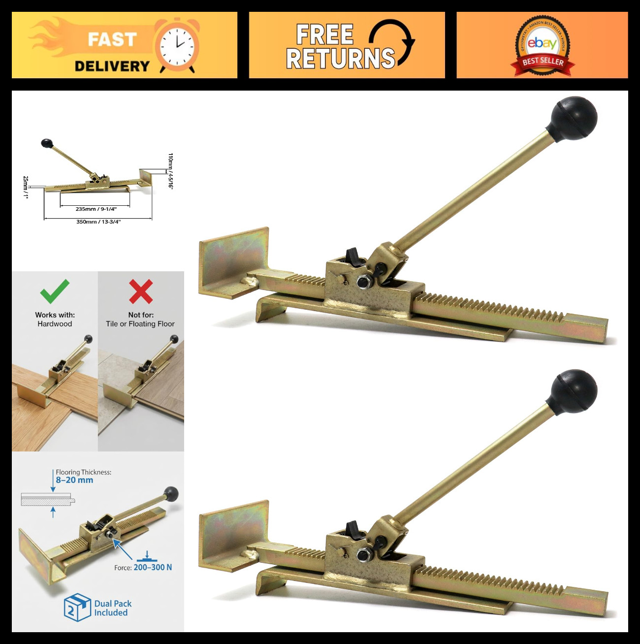 Hardwood Flooring Jacks 2 Pack – Positioning Tool for Easy Installation & Alignm