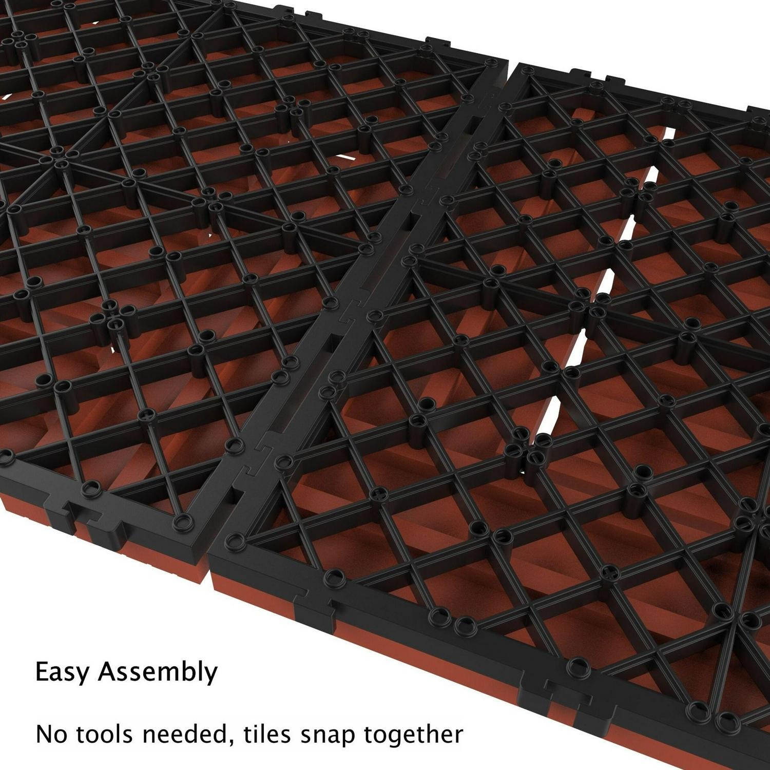 Patio And Deck Tiles- 6 Pcs, Interlocking Criss-Cross Pattern Weather And Slip