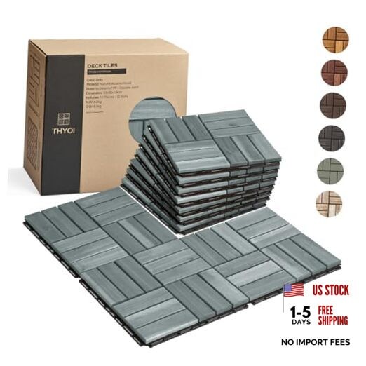 Premium Deck Tiles, Patio Flooring – Set 10 Pcs Set 10 Crossed Pattern Grey