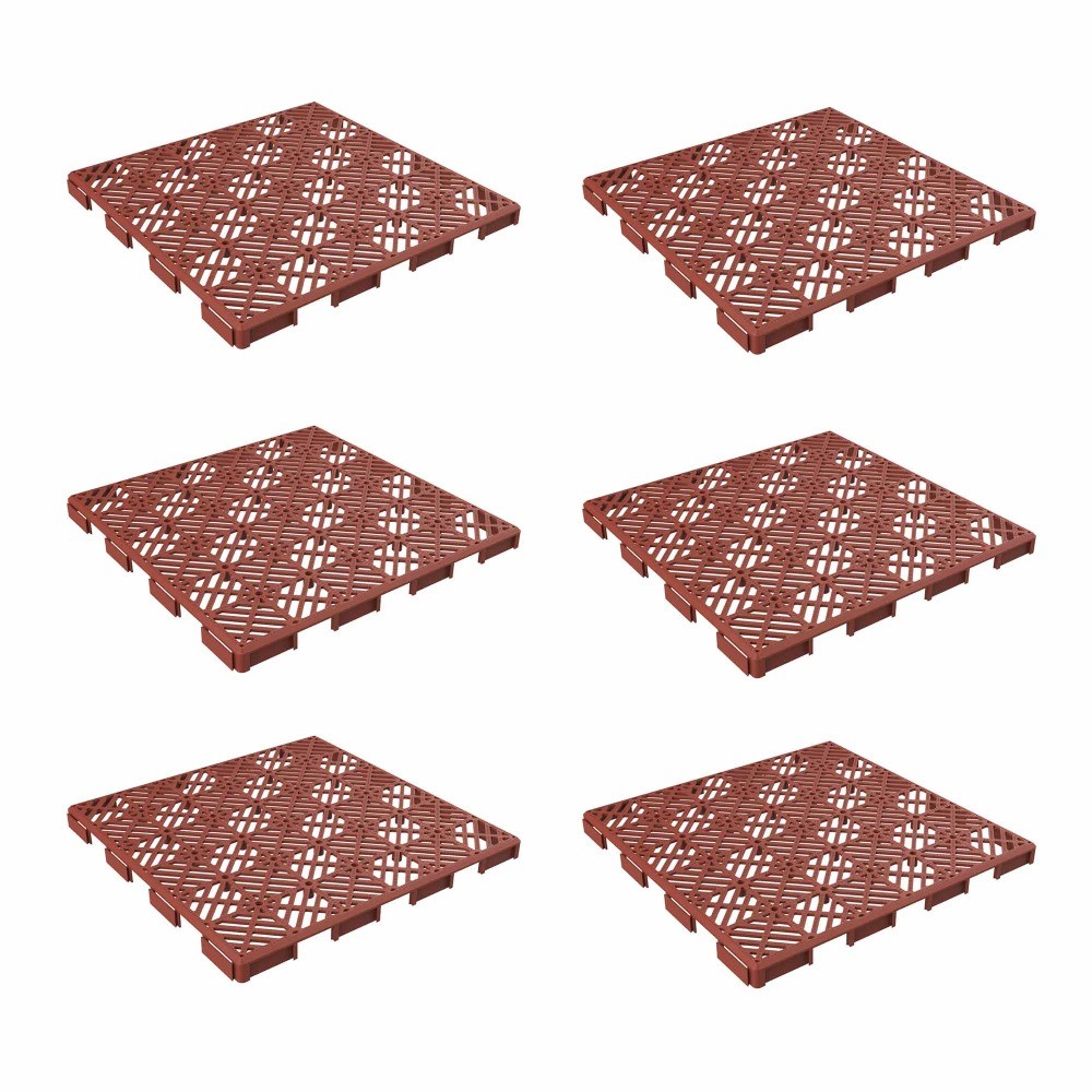 6-Pack Polypropylene Interlocking Deck Tiles (Terracotta)