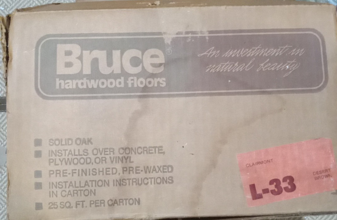 Vintage Bruce Hardwood Floors Solid Oak Square Clairmont L-33 Desert Brown 5/16”