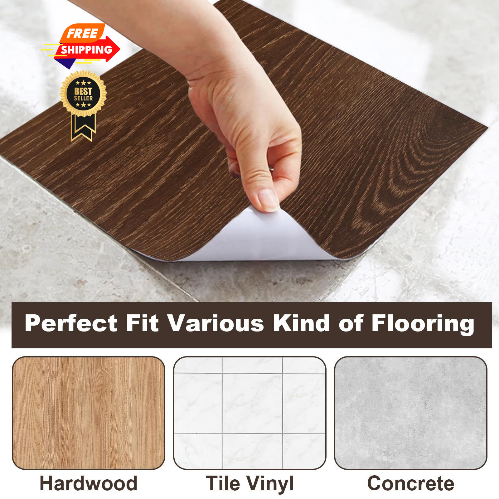JMIATRY 40PCS 12×12 In Peel And Stick Floor Tile Walnut Wood Vinyl Brown
