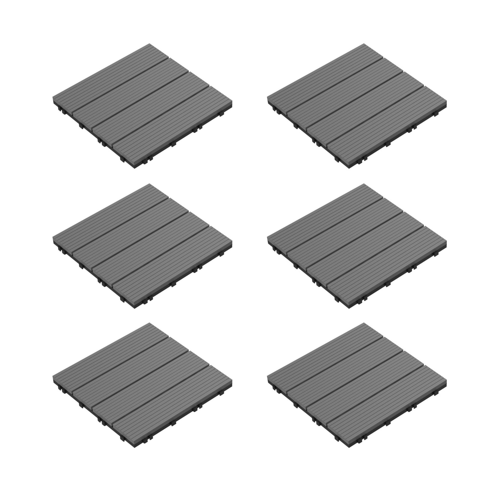 Interlocking Deck Tiles – 6-Pack Wood Plastic Composite Patio Tiles – Outdoor…