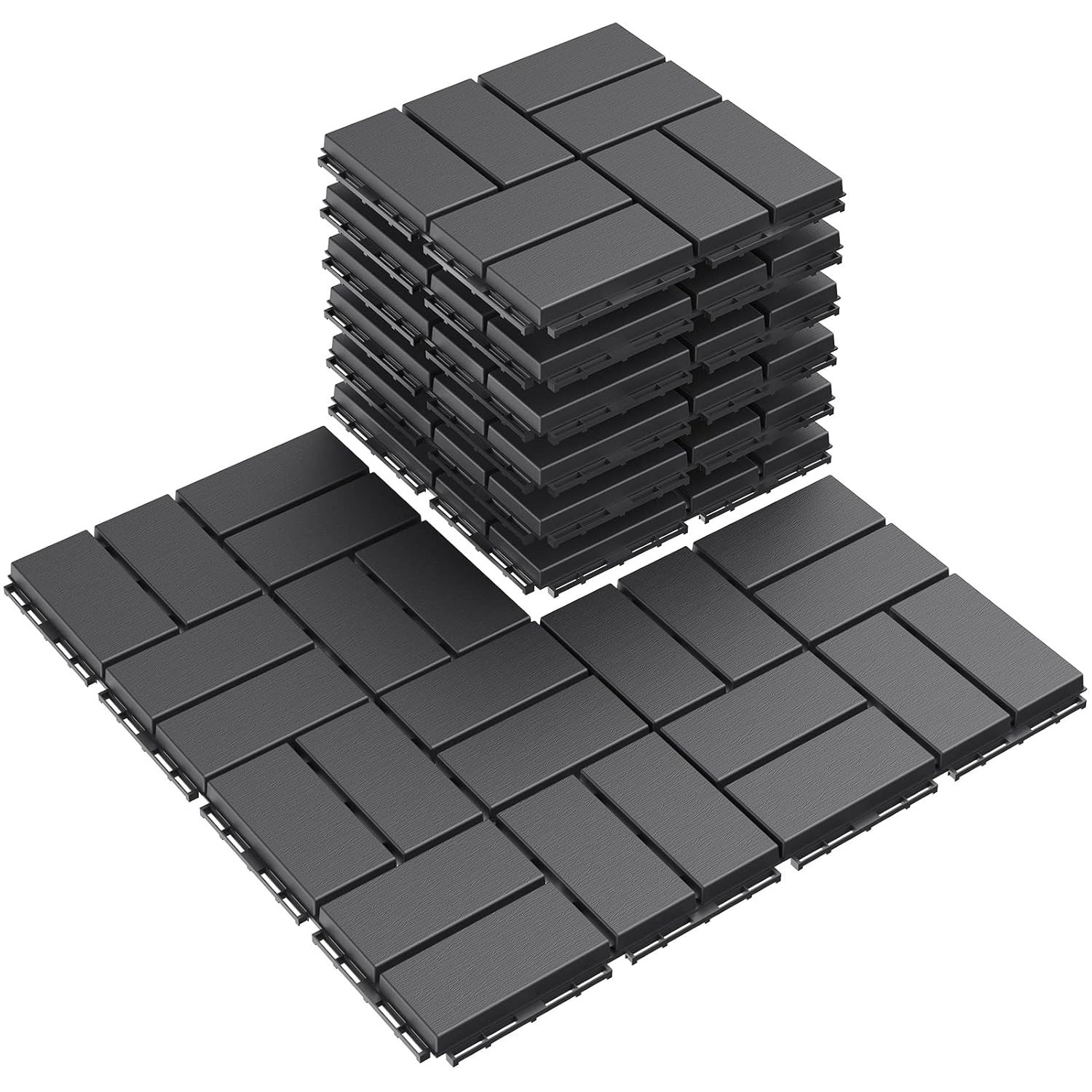 Plastic Interlocking Deck Tiles, 9 Pack Outdoor Patio Flooring, 12″X12″ Interloc