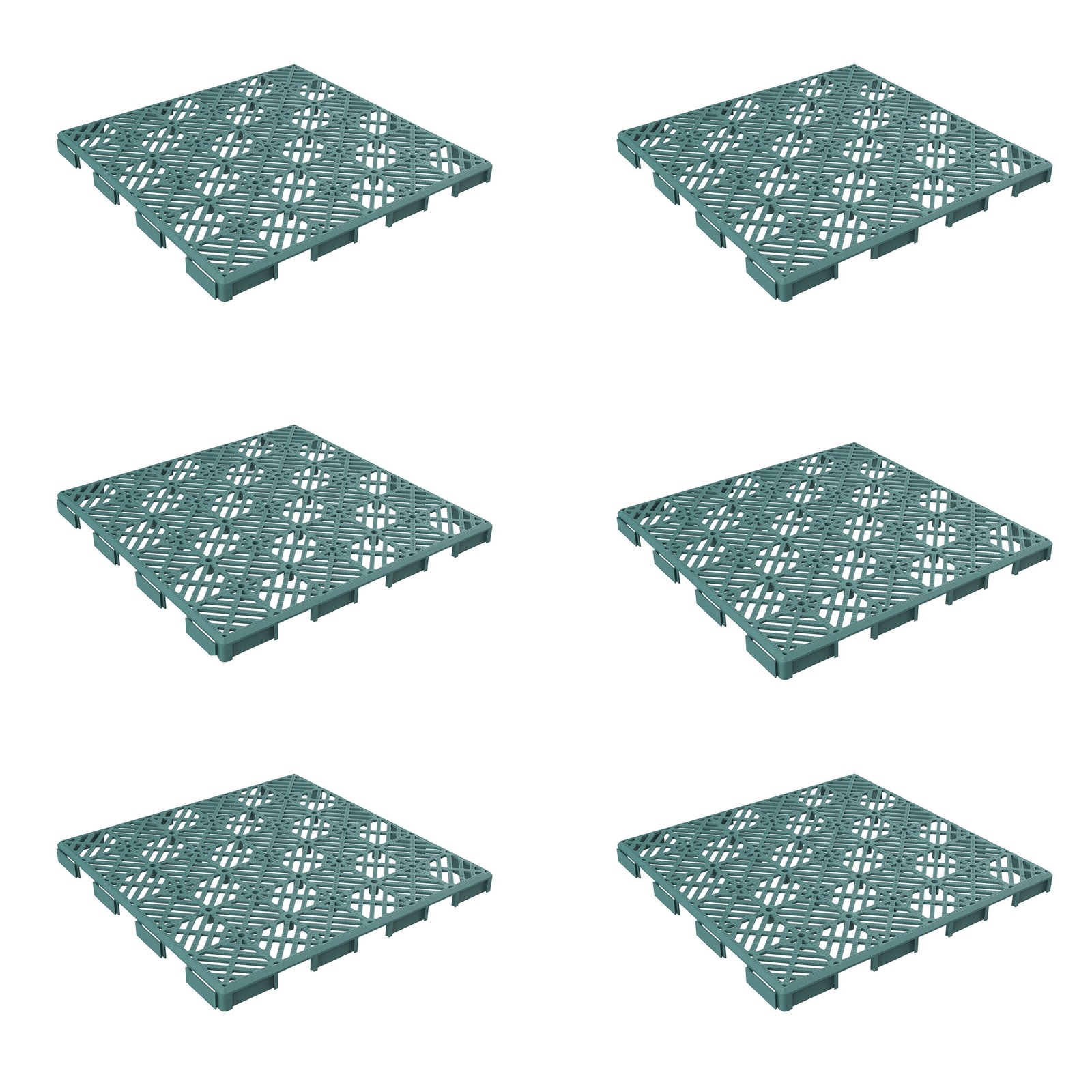 Pure Garden Set of 6 Deck Tiles for Patios, Decks, and Balconies (Green)