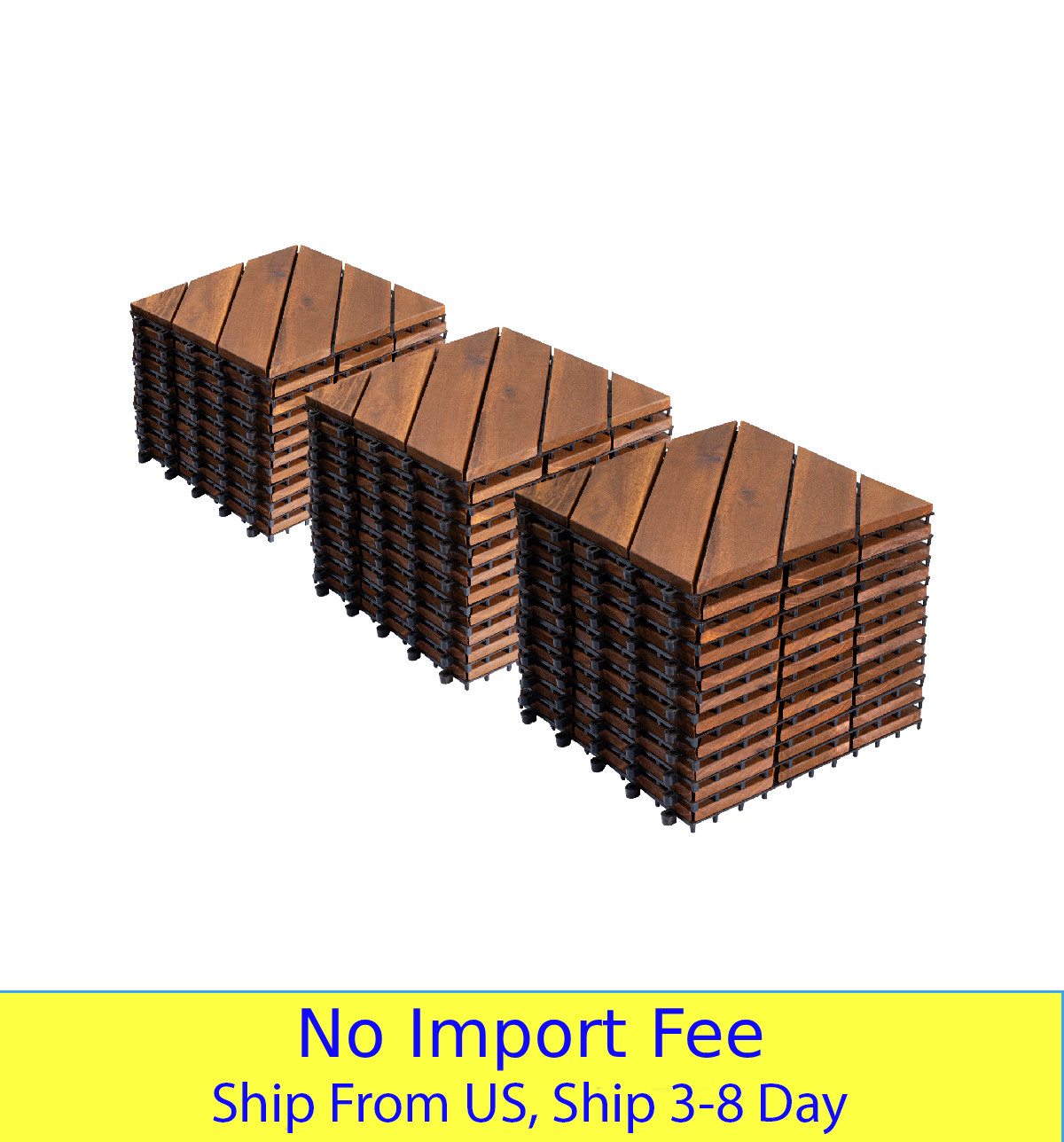 27PCS Acacia Wood Deck Tiles 12×12 Interlocking Patio Flooring Outdoor
