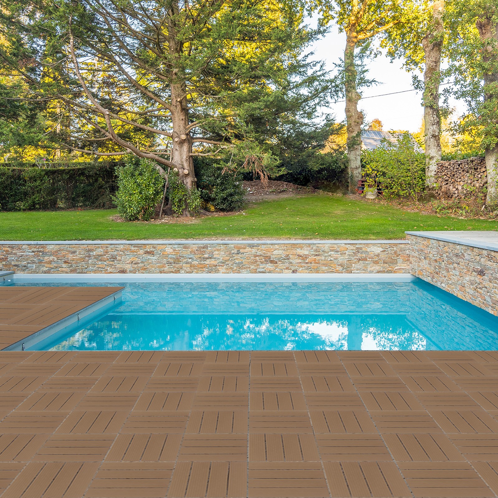 27Pcs Plastic Patio Deck Tiles 11″ x 11″ Interlocking Flooring Indoor & Outdoor