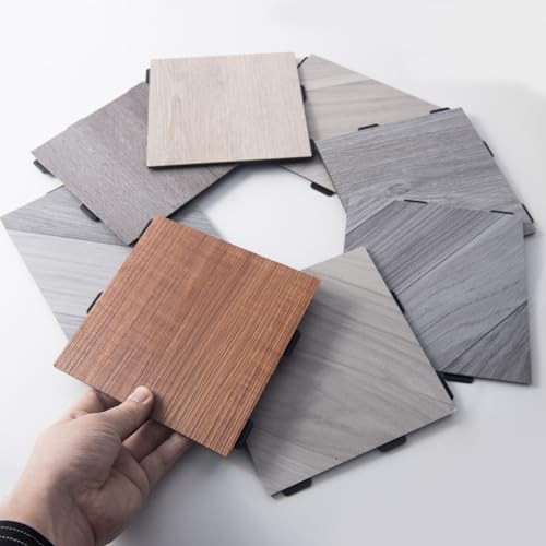 Interlocking Luxury Wood Flooring Tile, Wood Floor 6 x 6 inch 8 Multicolor