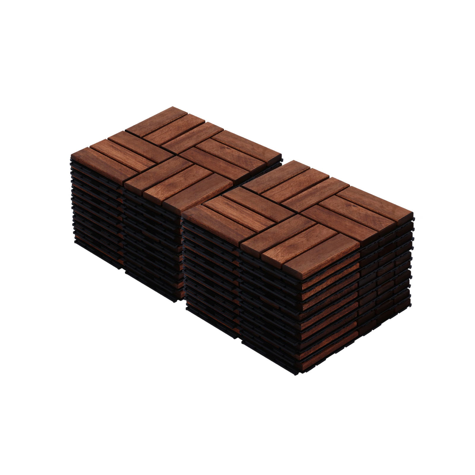 Acacia Wood Interlocking Deck Tiles 20 PCS 12″x12″ Checker Pattern