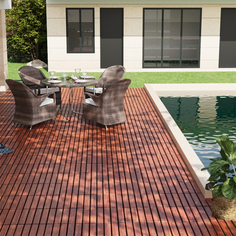 10/20/30PCS Interlocking Deck Tiles Wood Flooring Balcony Patio Paver 12″ *12″