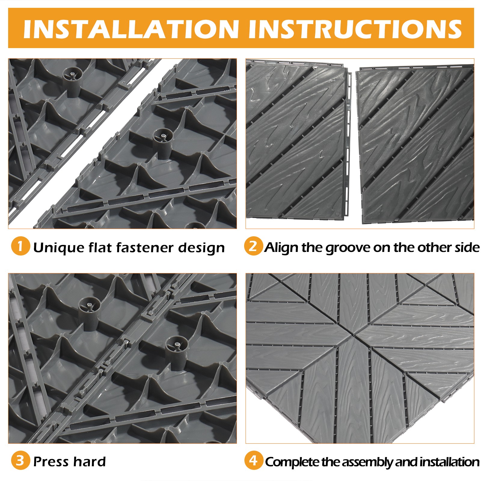 27Pcs, Covers 26.16ft² Plastic Interlocking Deck Tiles Waterproof Flooring Tiles