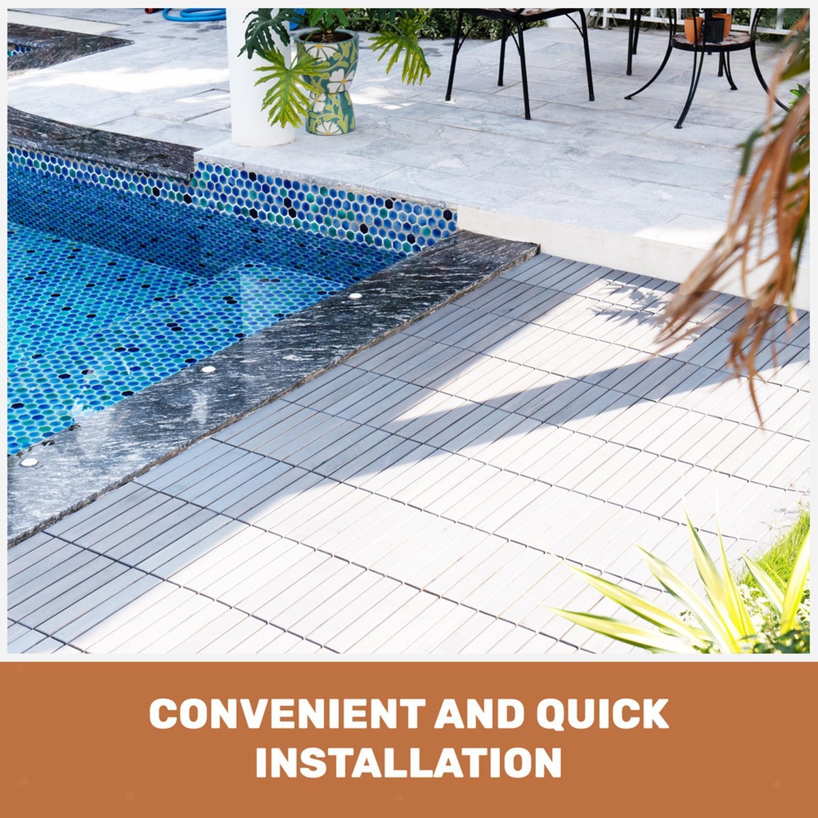 30PCS Patio Interlocking Deck Tiles, Acacia Hardwood, Waterproof, Anti-, DIY