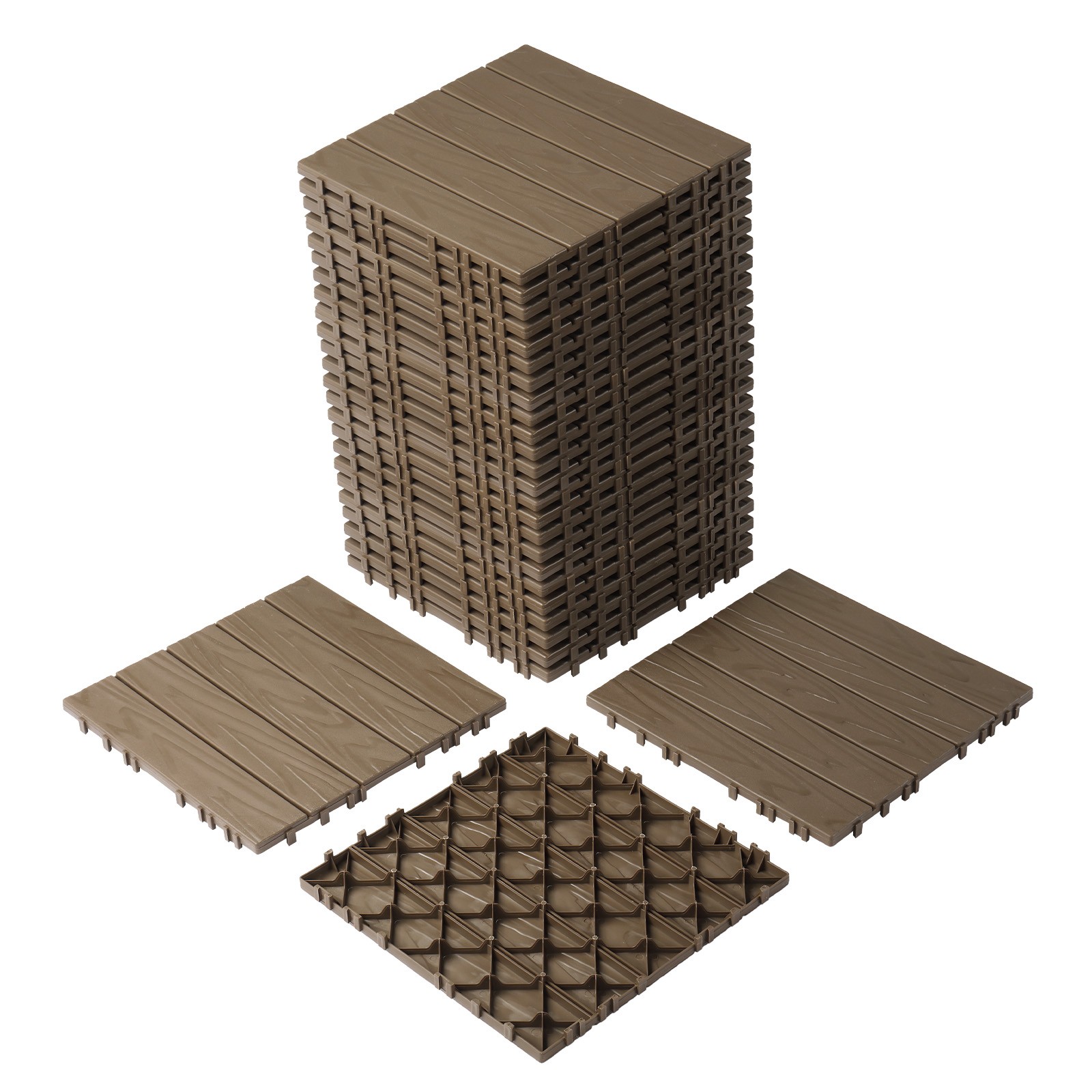 27 PCS Plastic Deck Tiles 12″ x 12″ Deck Tiles Interlocking, Outdoor All Weather