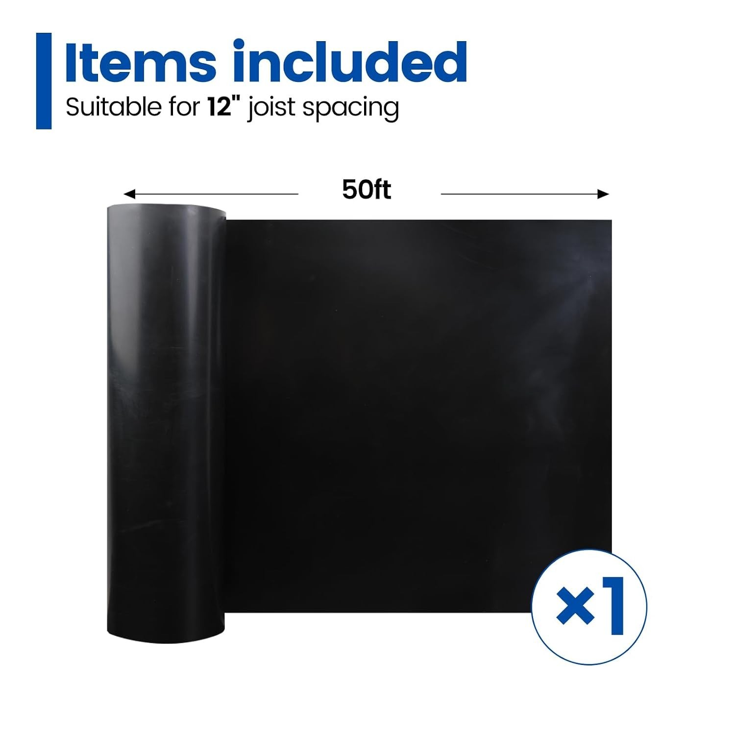 50FT Black Under Deck Drainage System HDPE Waterproof Membrane for Joists.