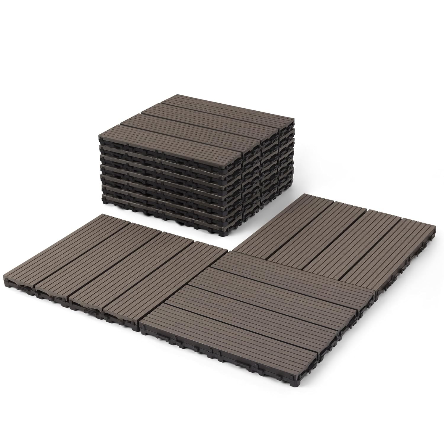 Composite Interlocking Deck Tiles Waterproof 12″x12″ Outdoor Decking Tiles