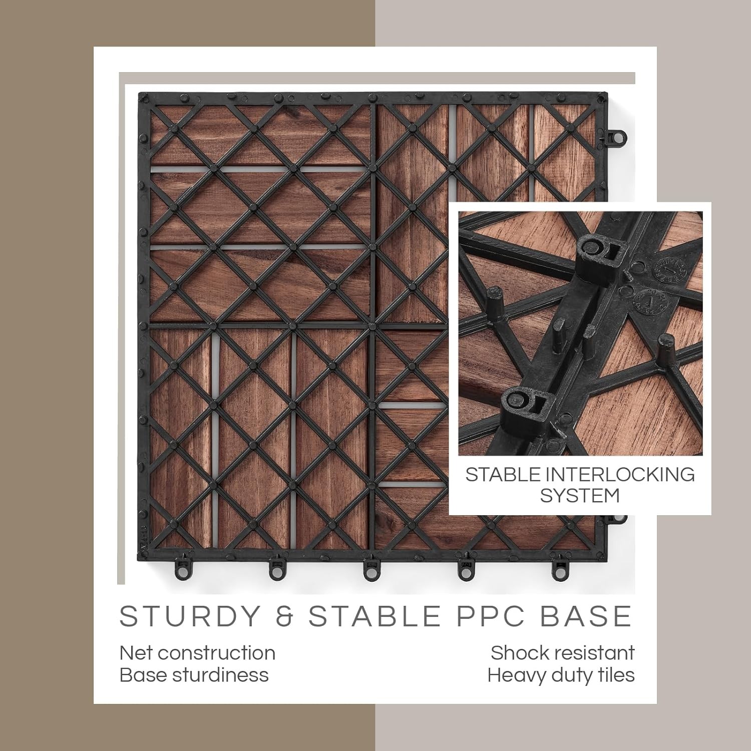 Premium Acacia Wood Interlocking Deck Tiles, Deck Flooring