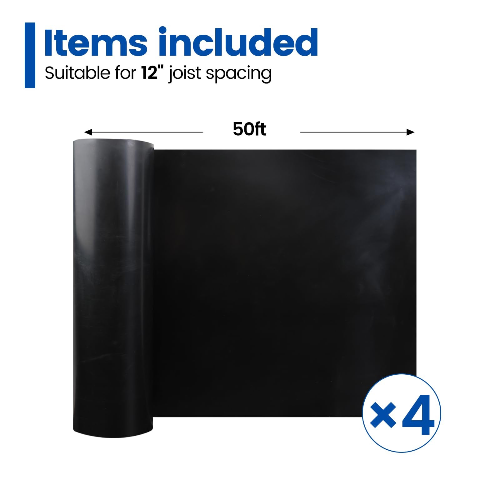 Muzata 4 PCS 50FT Black Under Deck Drainage System Trough 16″x50ft,