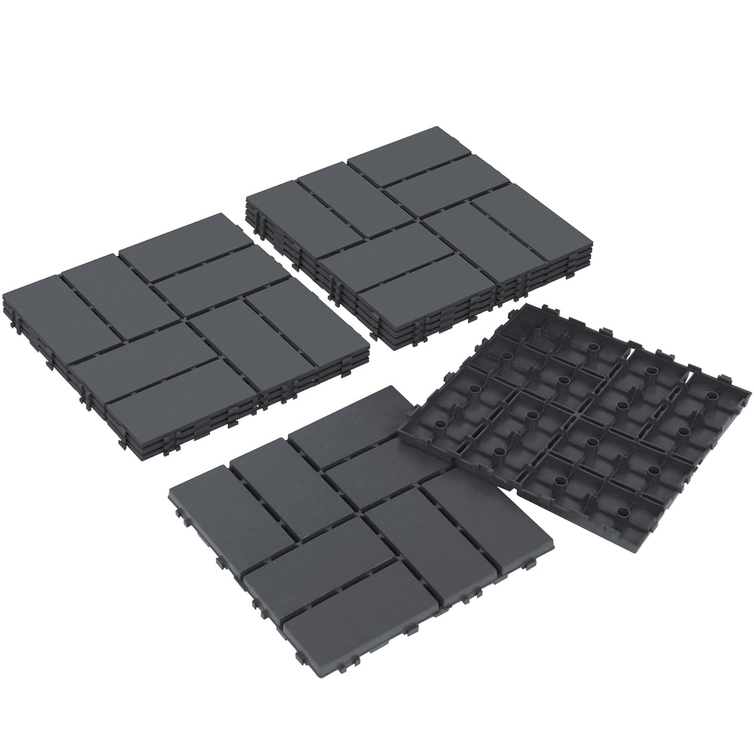 Decking Tiles 9Pcs, 12″ X 12″ Waterproof Outdoor Patio Flooring All-Weather, 9 S