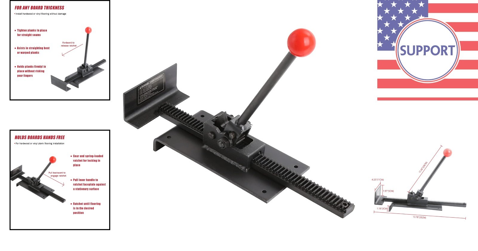Compact Ratchet Flooring Jack Tool: Straighten, Secure, and Install Floors