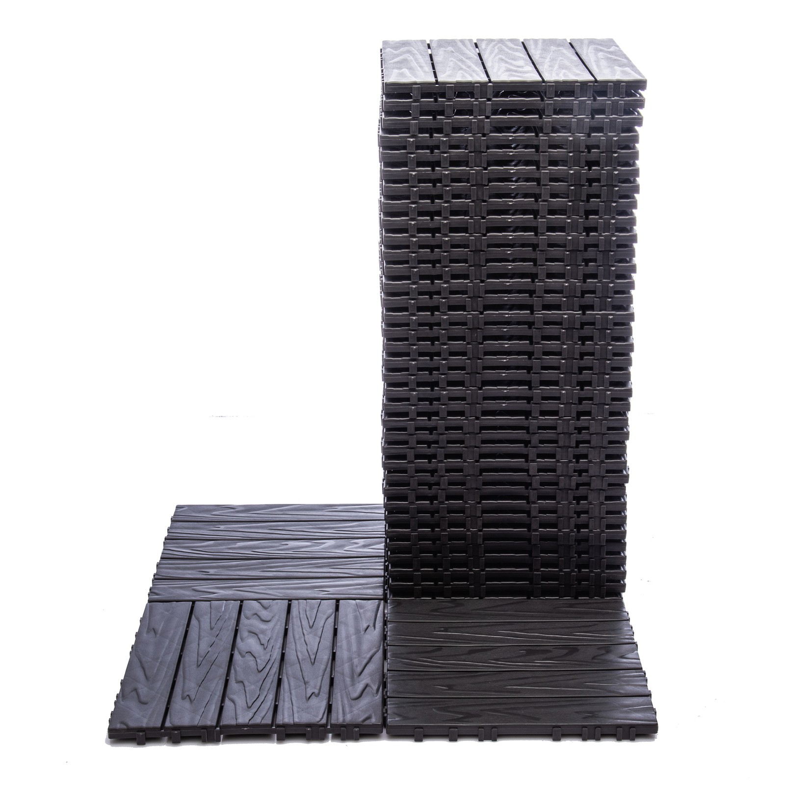 68-Pack 11.42″x11.42″ Plastic Interlocking Deck Tiles 61.60 Sq.Ft