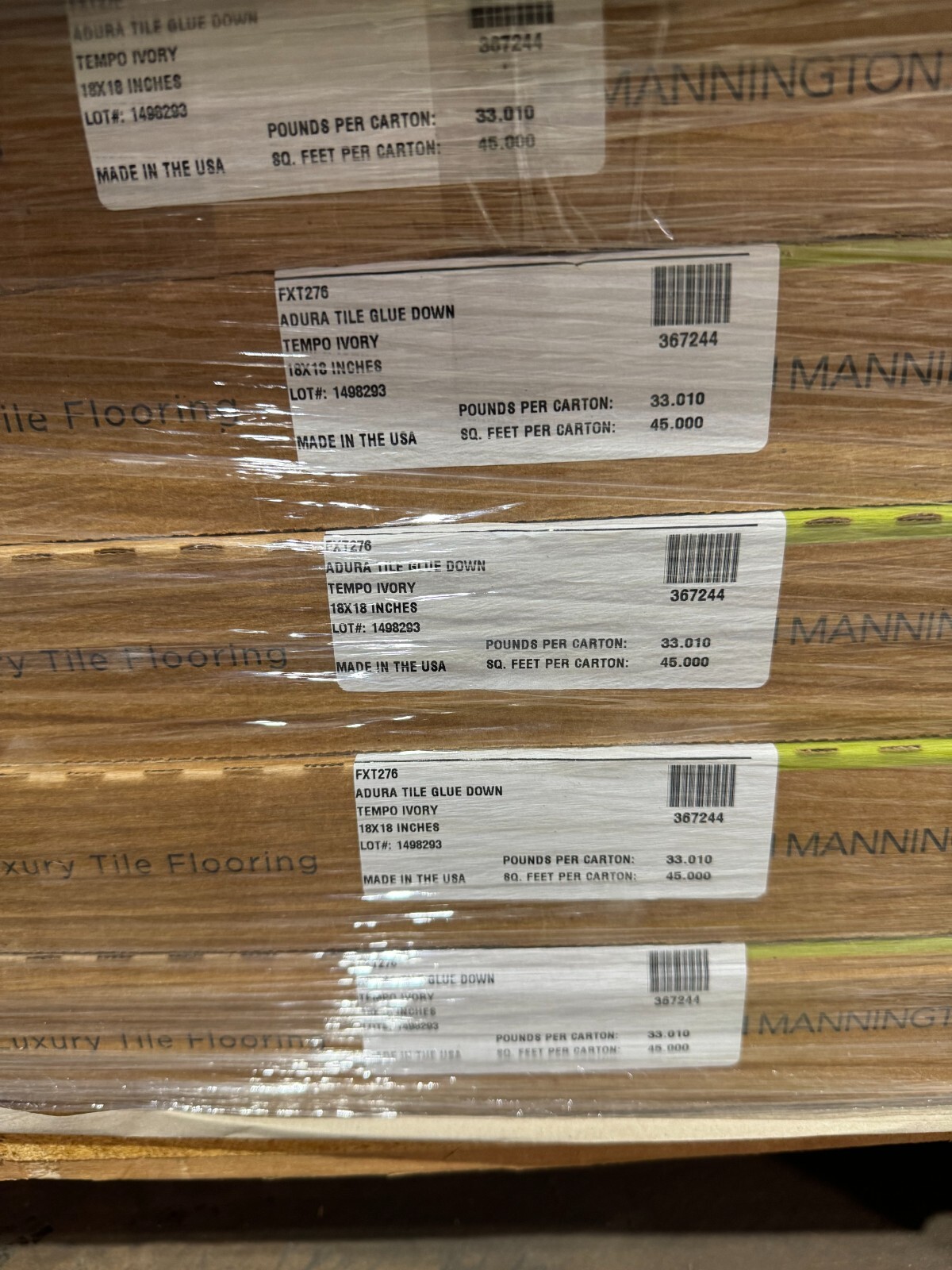 Mannington ADURA® Vinyl Tile Tempo Ivory 18″ x 18″ glue down 45 sf/ct waterproof