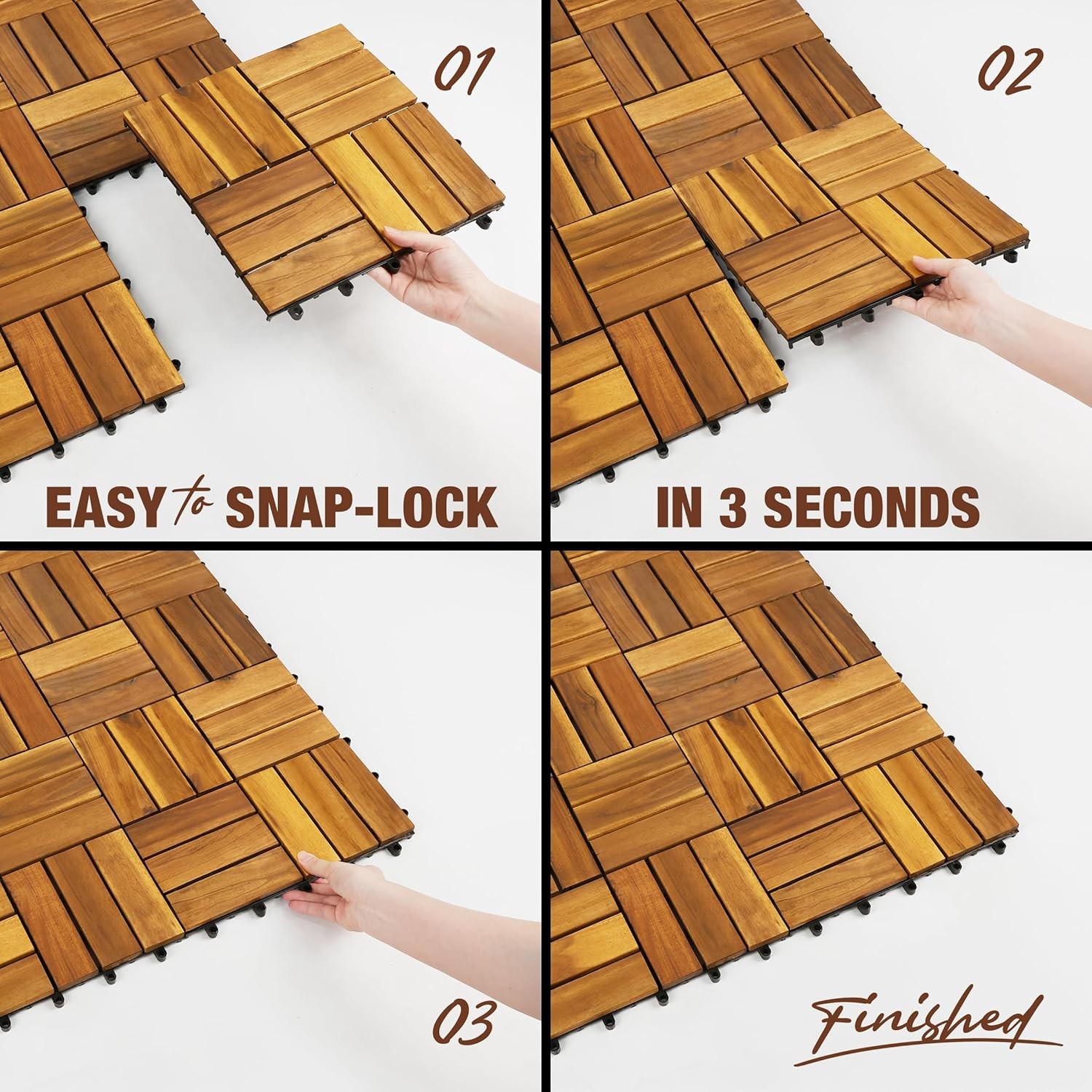 Wood Interlocking Deck Tiles, ” Patio Flooring, Waterproof