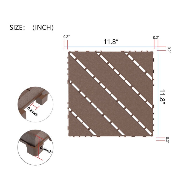 44 Pcs Plastic Interlocking Deck Tiles 12″x12″ Patio Deck Tile Waterproof Pavers