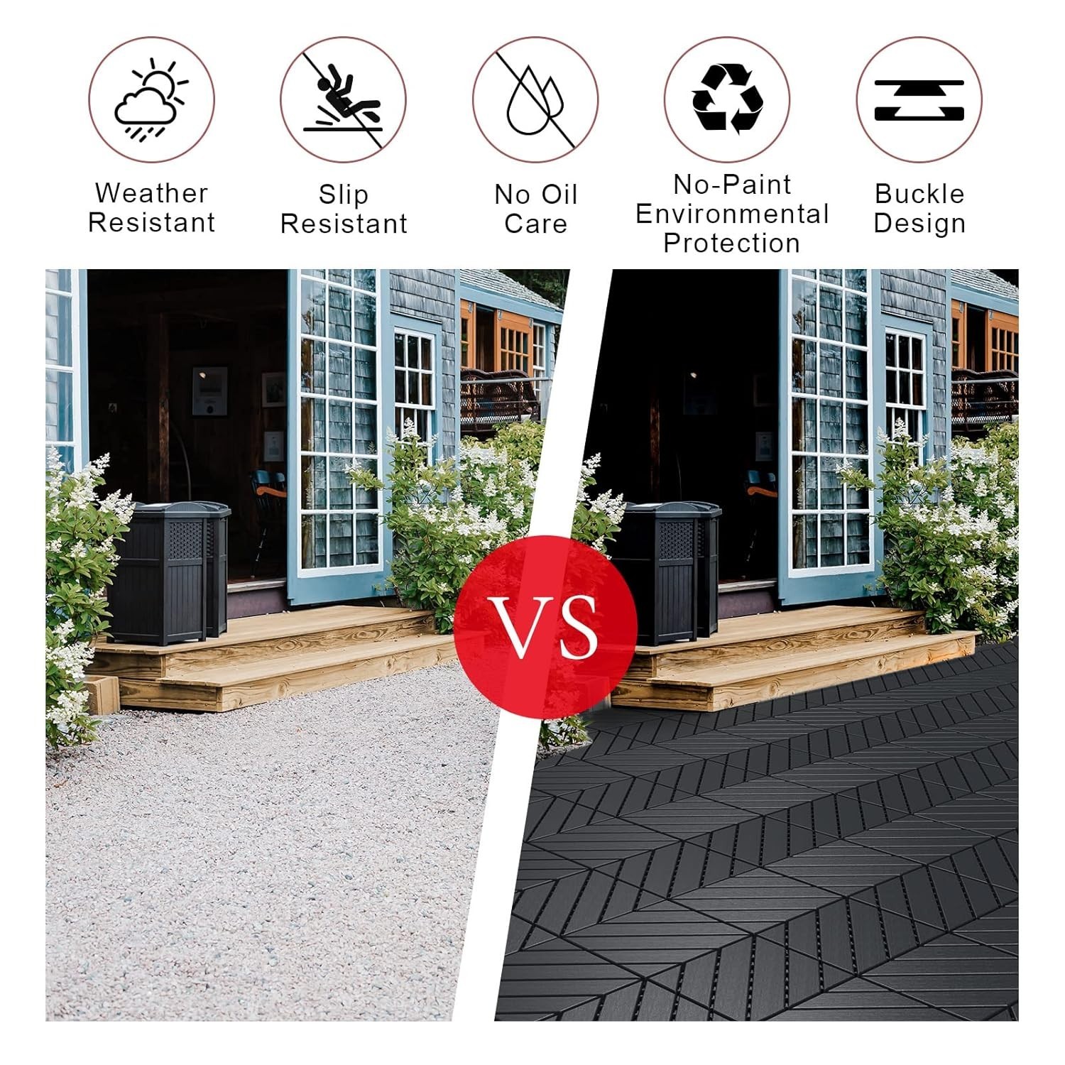 36 Pack Interlocking Deck Tiles, 12″x12″ Patio Pavers, Heavy Duty Plastic Outdo
