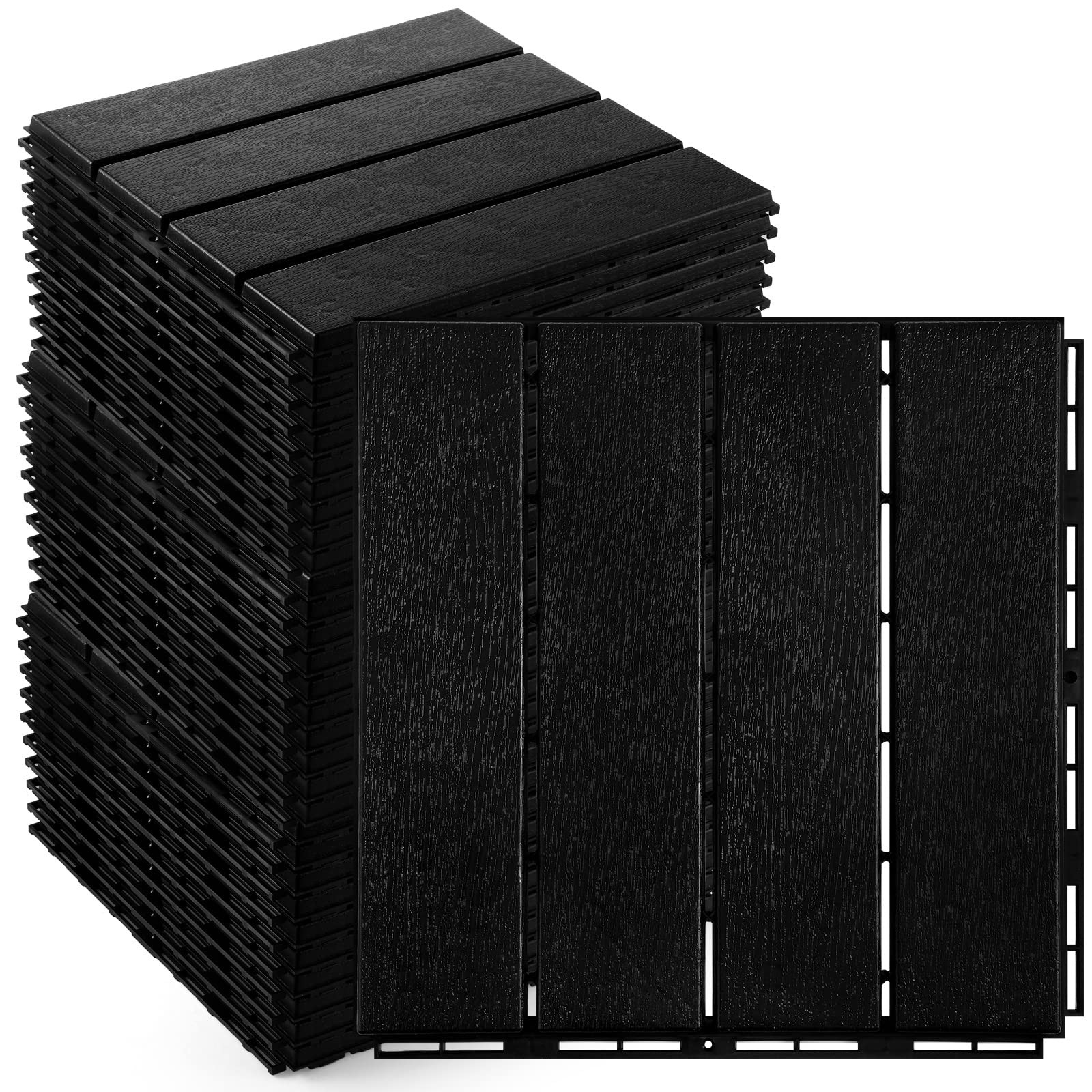 48 Pcs Plastic Interlocking Deck Tiles 12 x 12 Inch Patio Deck Tiles Waterpro…