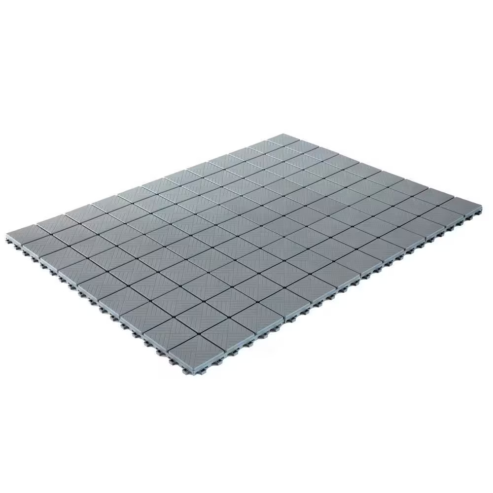 Gray Plastic Interlocking Garden Path Tiles Outdoor Flooring Decorative Floor Gr