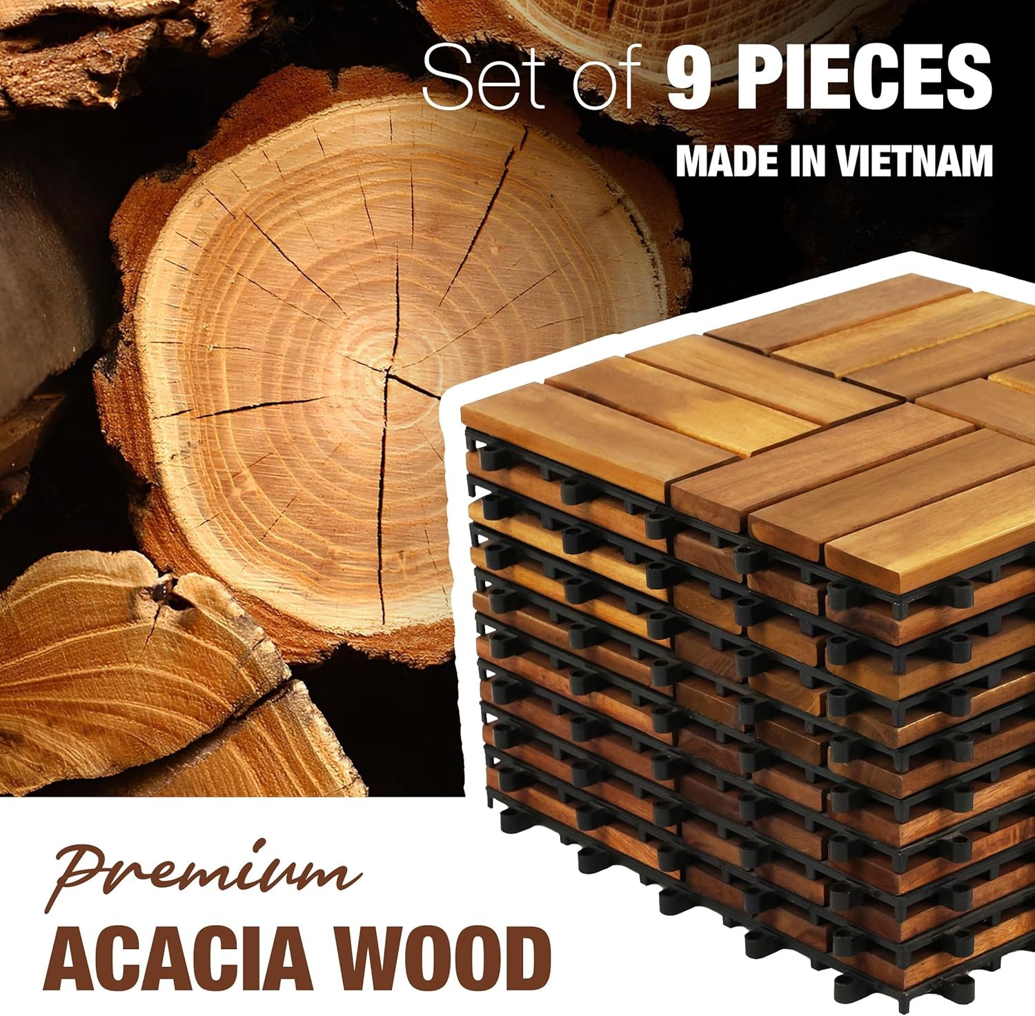 Wood Interlocking Deck Tiles, ” Patio Flooring, Waterproof