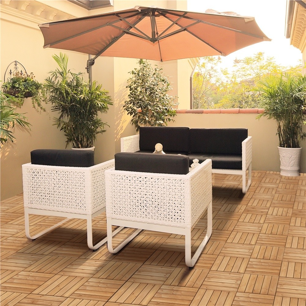 12″ x 12″ Interlocking Wood Flooring Tiles for Indoor & Outdoor, 11pcs