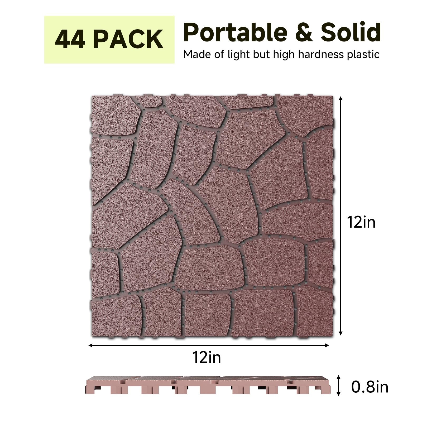 44 PCS Interlocking Deck Tiles, 12″ X 12″ Plastic Deck Tiles Outdoor Waterpro…