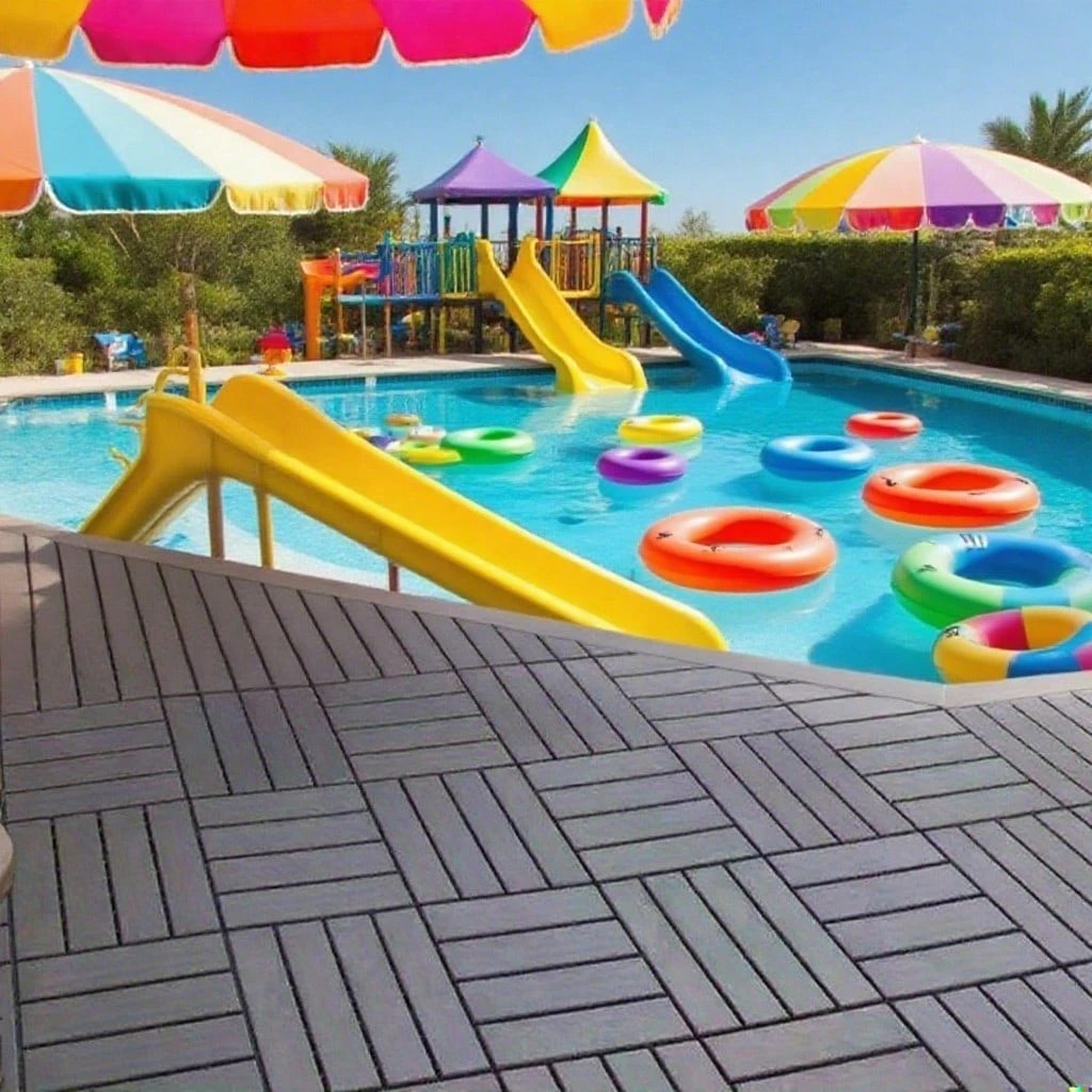12×12 Interlocking Deck Tiles Outdoor Patio Pool Flooring Dark Grey 44 27 Pack