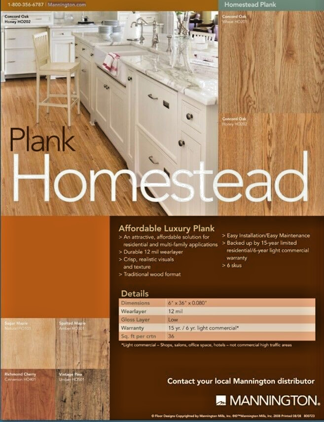 ENTIRE LOT Mannington LVP Vinyl Plank Homestead Cherry Cinnamon 6×36 HO401