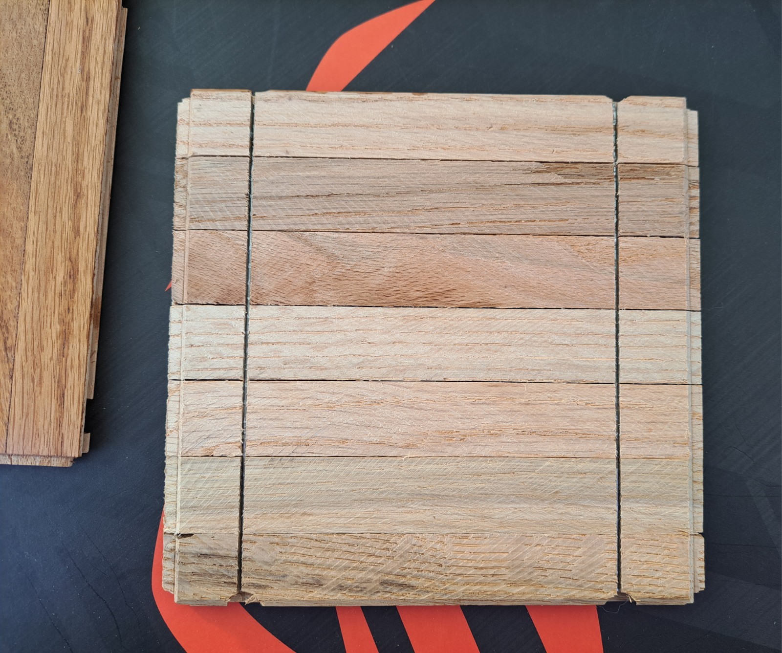 B GRADE Rustic Honey Parquet Flooring 1 SQ FT 6″ x6″ x 5/16″ 7-FINGER NOS BIN01