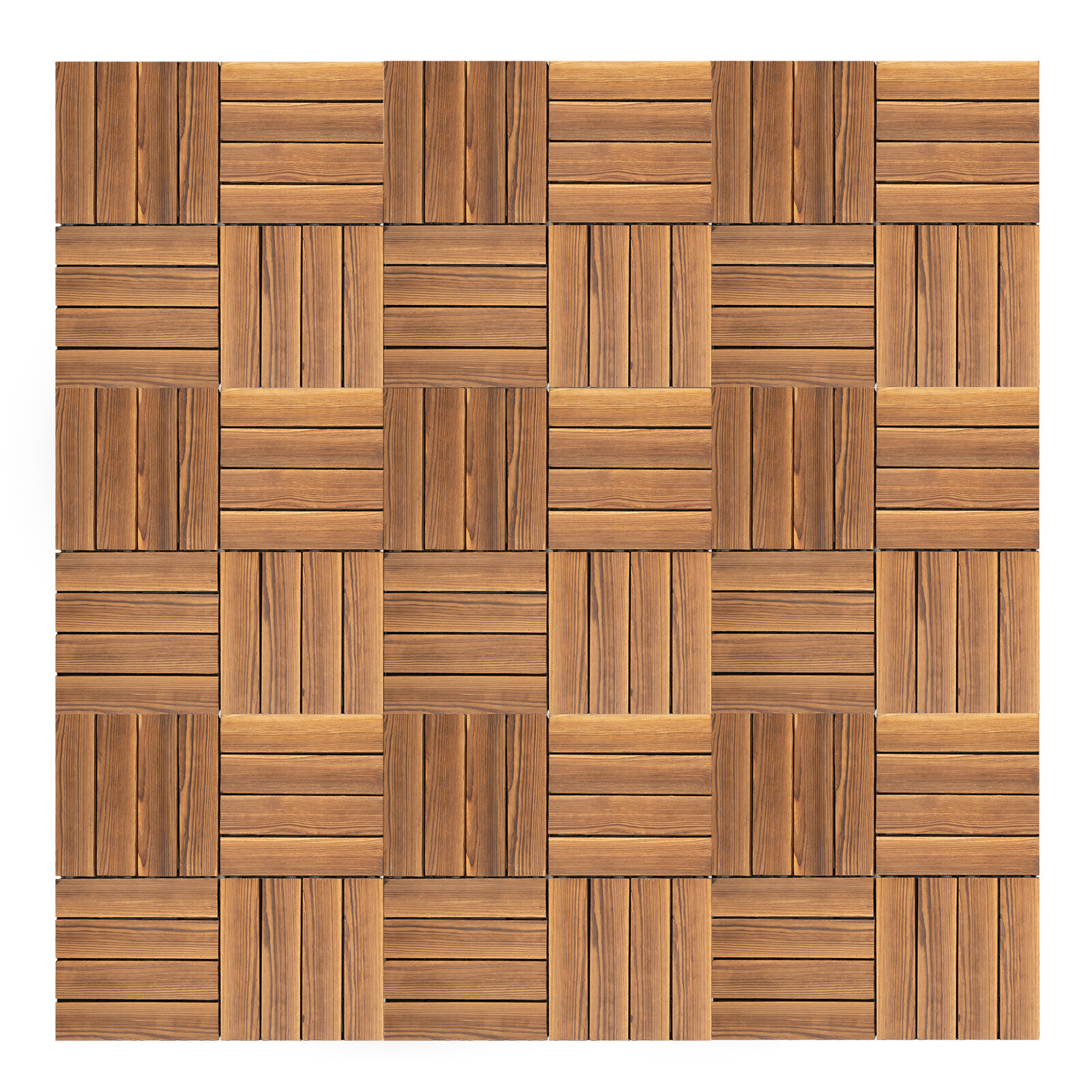 36Pcs Hardwood Interlocking Patio Deck Tiles Wood Flooring DIY Outdoor 12”x12”