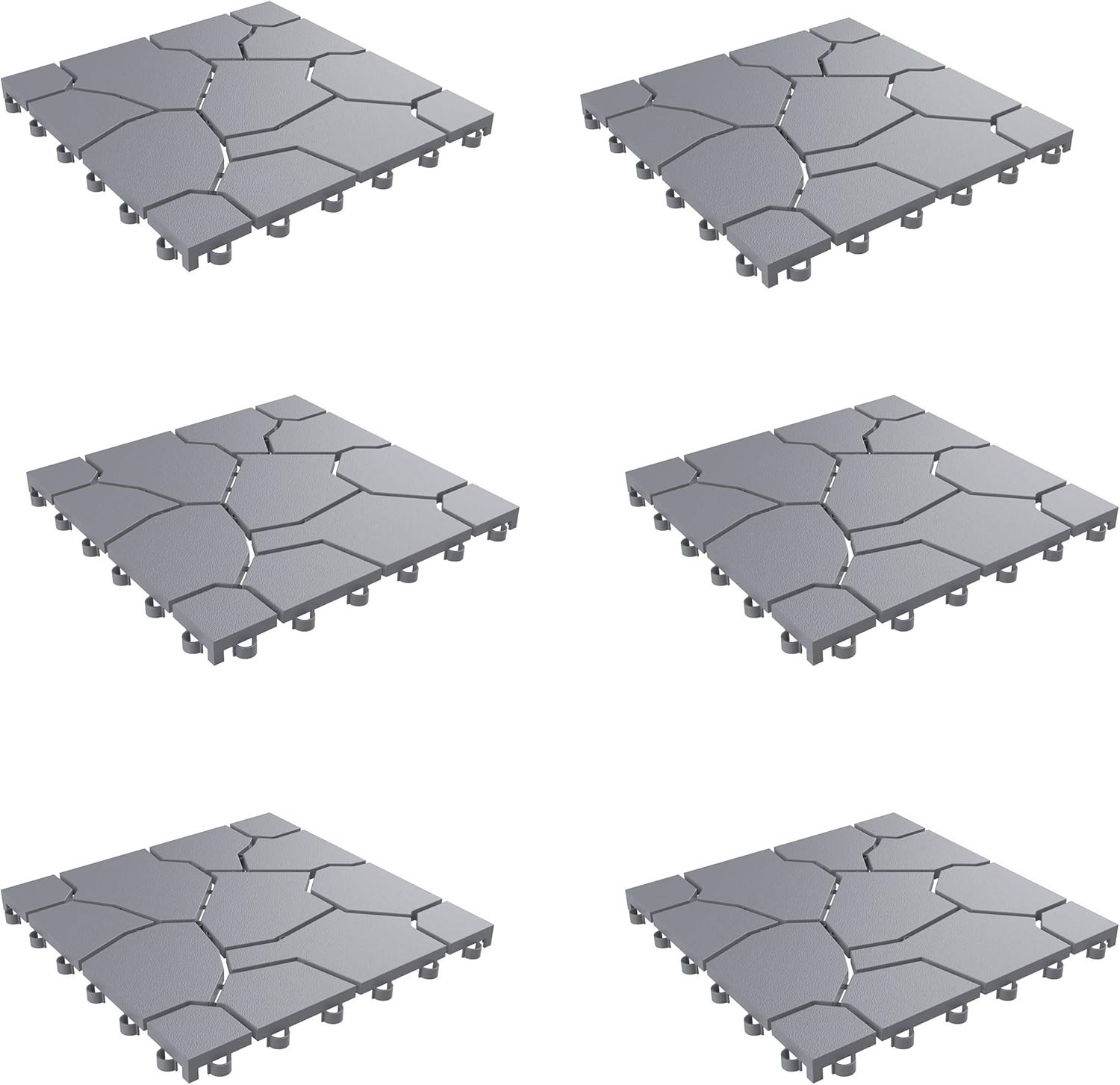 6-Pack Polypropylene Interlocking Patio Deck Tiles Weather-Resistant Outdoor