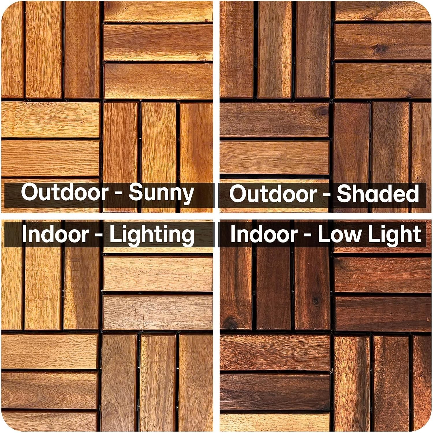 Wood Interlocking Deck Tiles – 12″X12″ Indoor & Outdoor Flooring Tiles for Balco