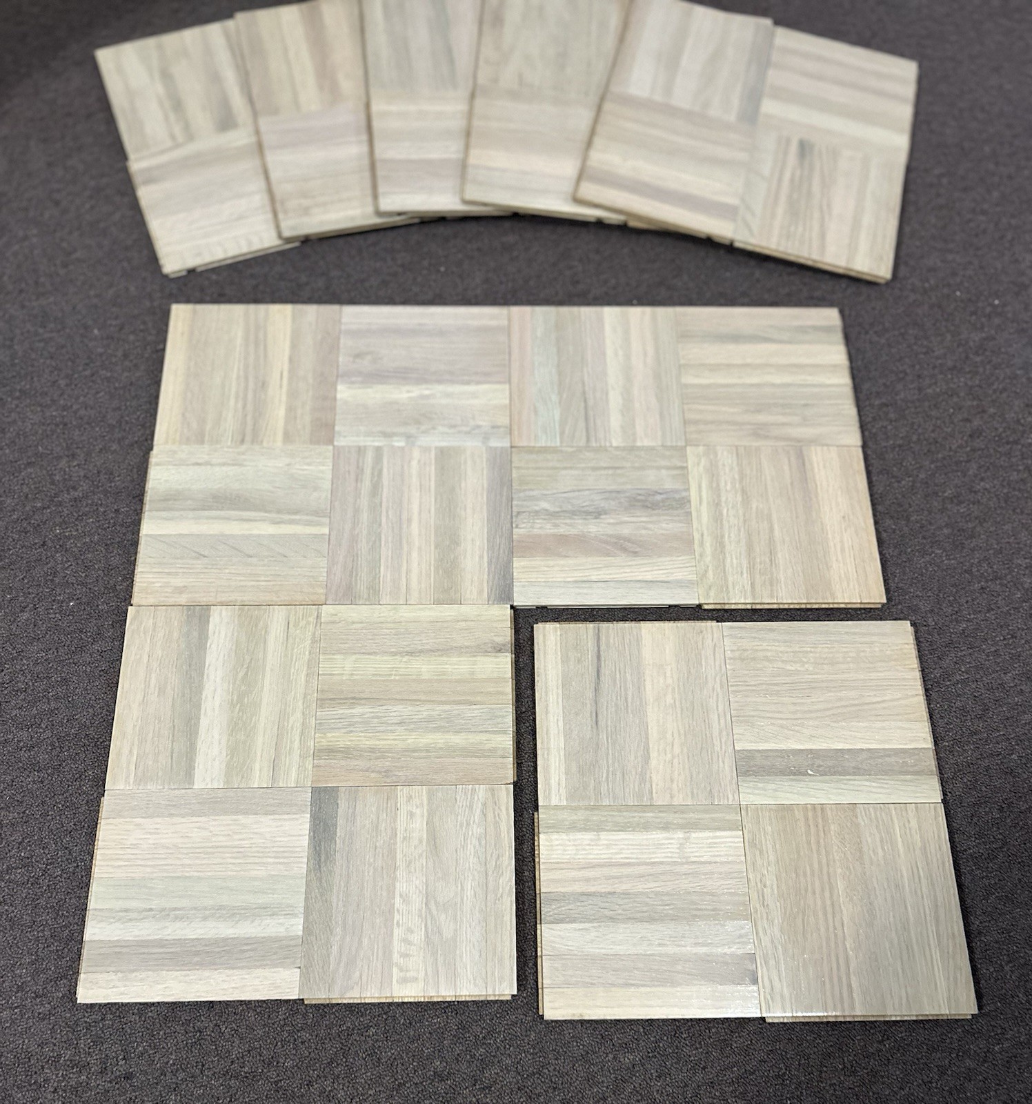 OAK PARQUET FLOOR: 10 SQ FT 12x12x5/16 Savannah Alabaster Tiles NEW!