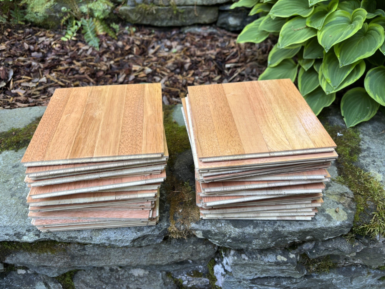 Hevea Oak Parquet (36) 6″ x 6″ Sq. Hevea Wood 6 Finger Strips