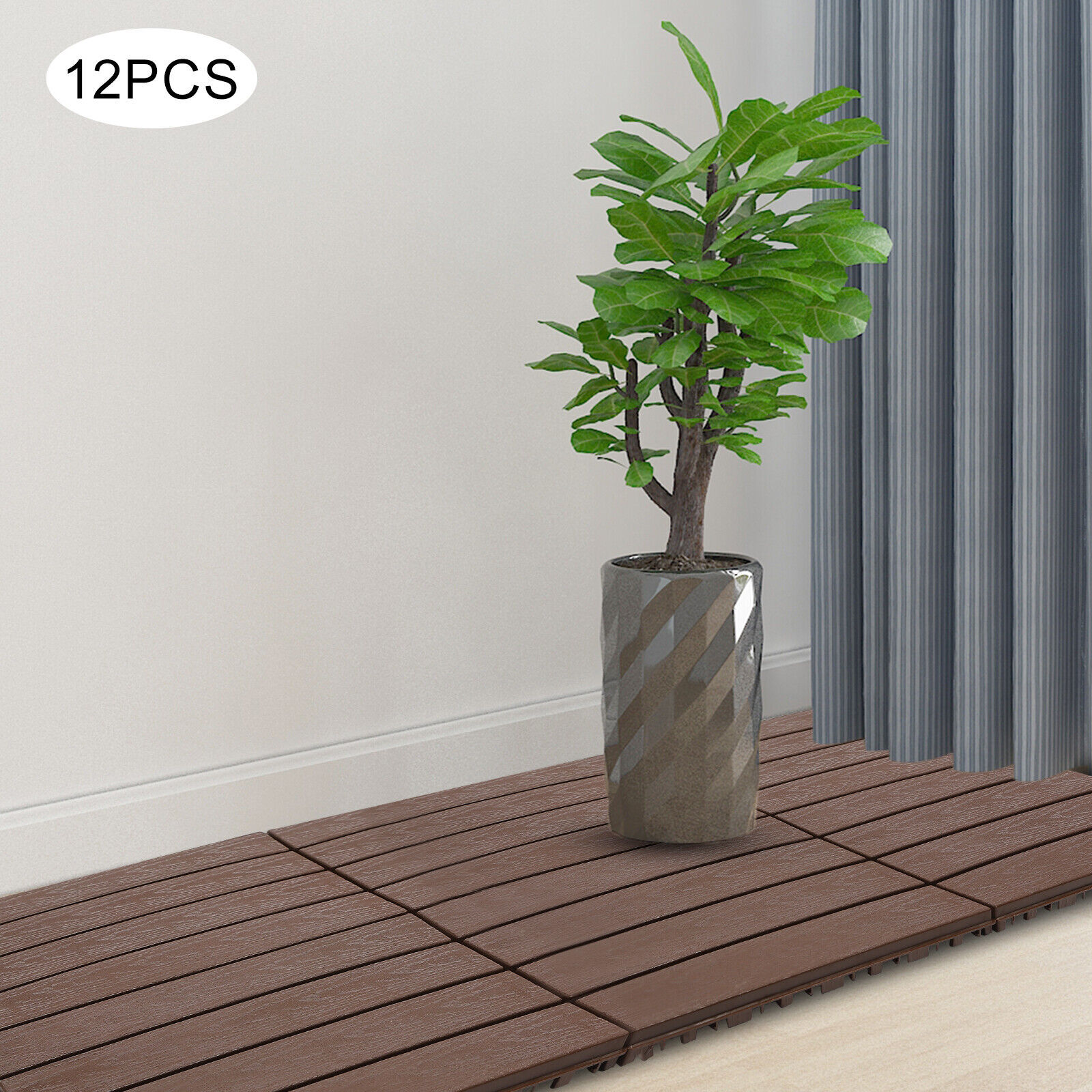 12-Pack Weatherproof Interlocking Deck Tiles Floor Tile 30*30cm Balcony Flooring