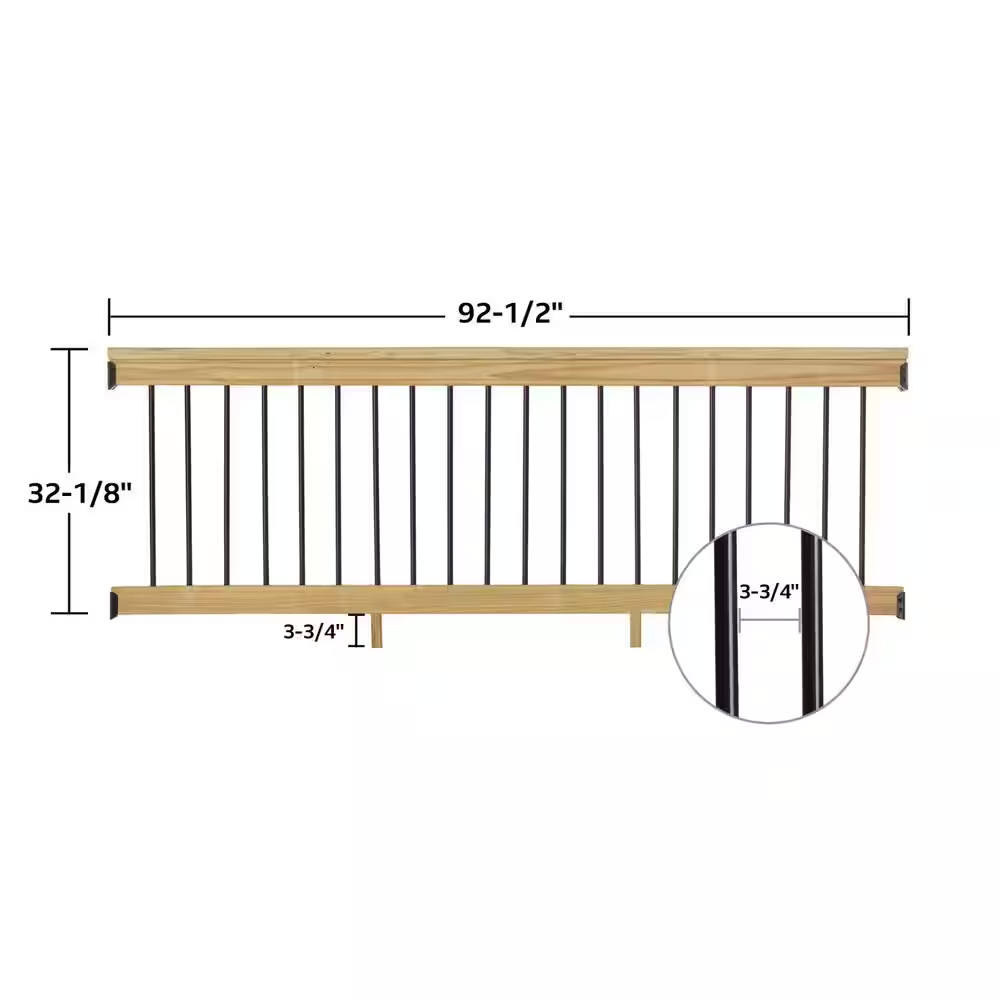 33 In. H X 93 In. W Pressure-Treated Southern Yellow Pine Wood Horizontal Deck R