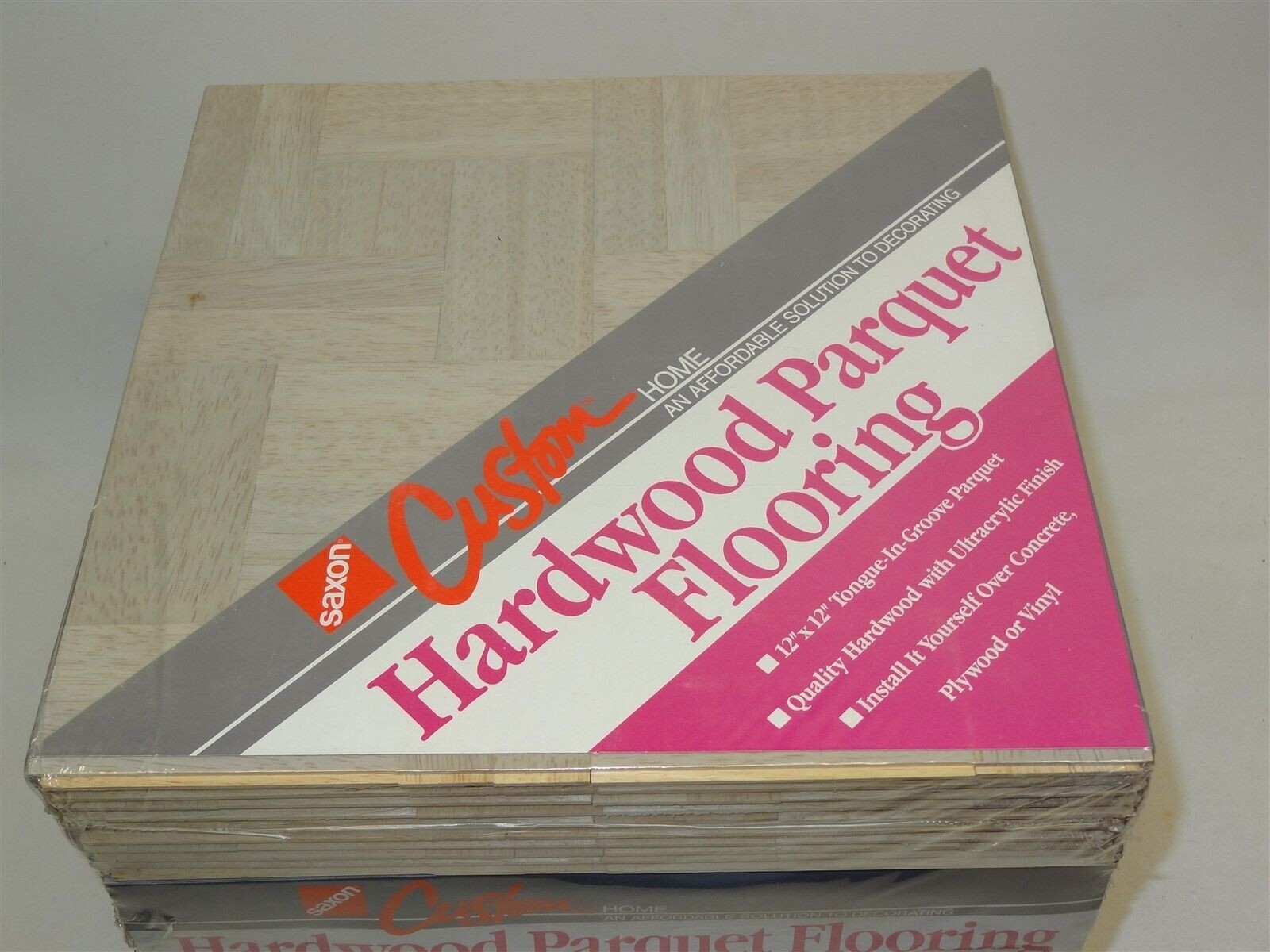 10 Saxon New Old Stock Hardwood Light Gray Stain Parquet Tiles 12″ x 12″ x 1/4″