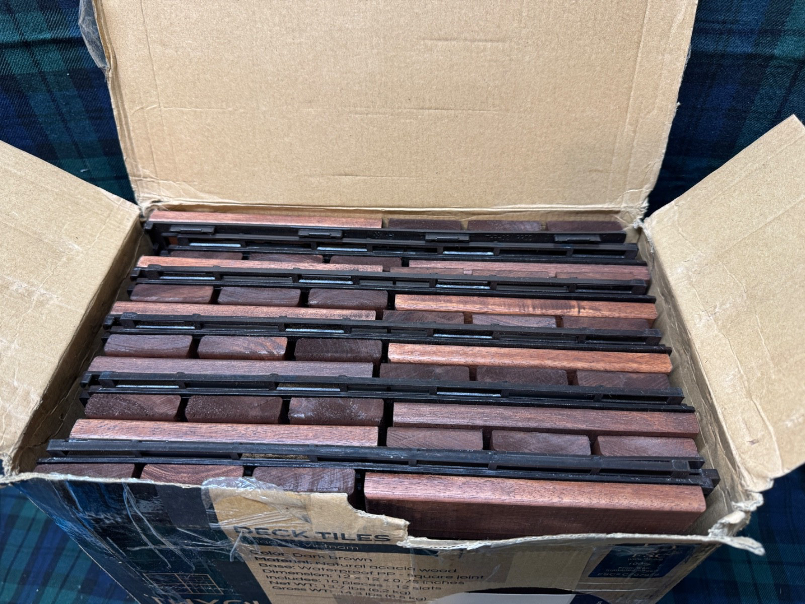 Thyoi Deck Tiles Dark Brown Natural Acacia 12″ x 12″ 10 Pack